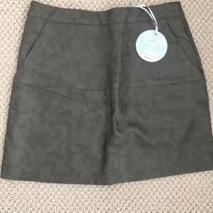 Green leather skirt